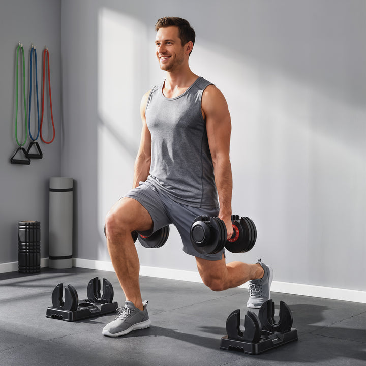 24kg Adjustable Dumbbell Set of 2, 10-in-1 Dumbbell Weights with - view 2
