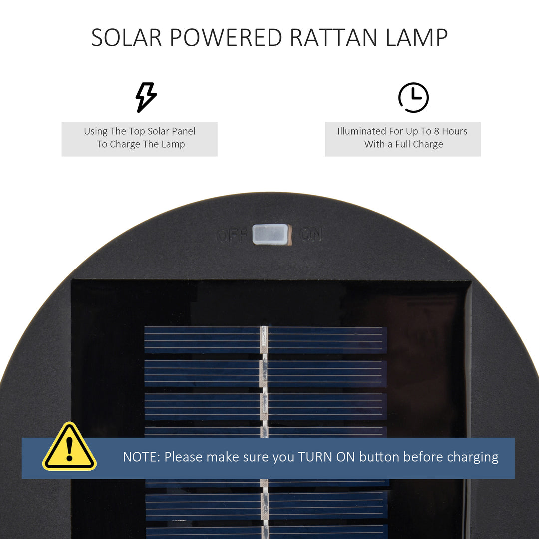 Patio Garden PE Rattan Solar Lights Woven Resin Wicker Lantern Auto On/Off Solar Powered Lights for Porch, Yard, Lawn, Courtyard, Indoor & Outdoor Brown