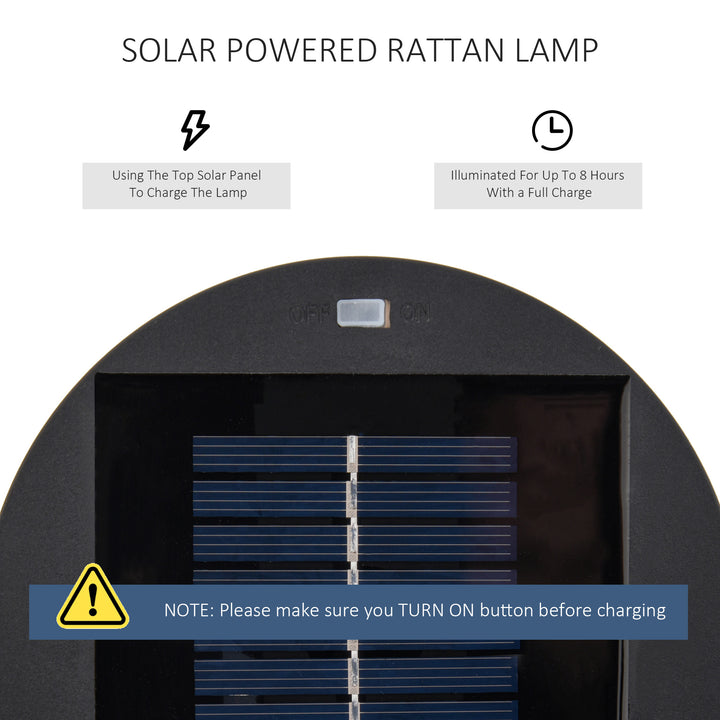 Patio Garden PE Rattan Solar Lights Woven Resin Wicker Lantern Auto On/Off Solar Powered Lights for Porch, Yard, Lawn, Courtyard, Indoor & Outdoor Brown
