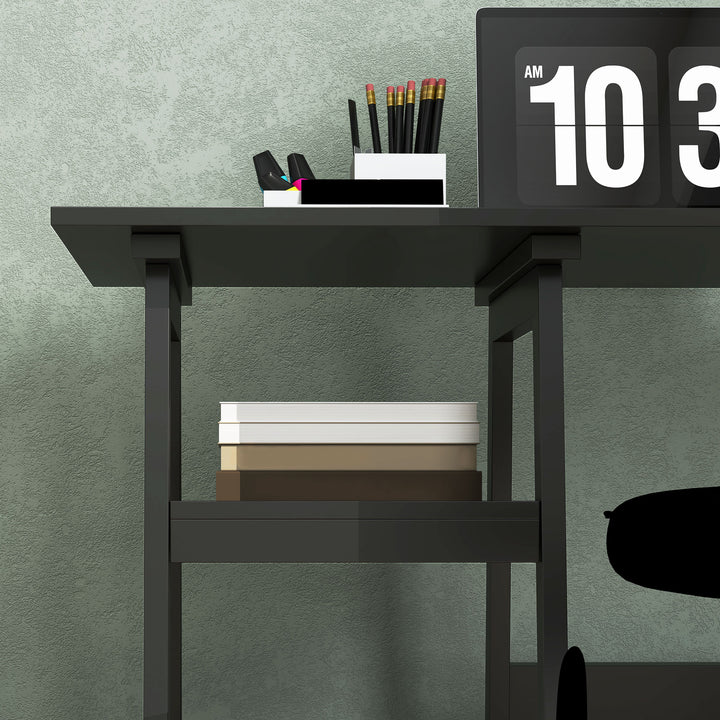 Compact Computer Desk with Storage Shelves, Study Table with Bookshelf, PC Table Workstation for Home Office, Study, Easy Assembly, 106 x 51cm, Black