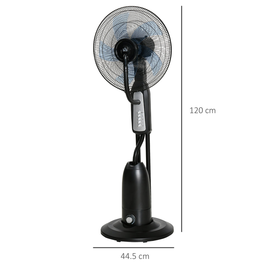 18" Pedestal Fan with Water Mist Spray, Standing Fan, Humidifying Misting Fan with 3 Speeds, 2.8L Water Tank, Black