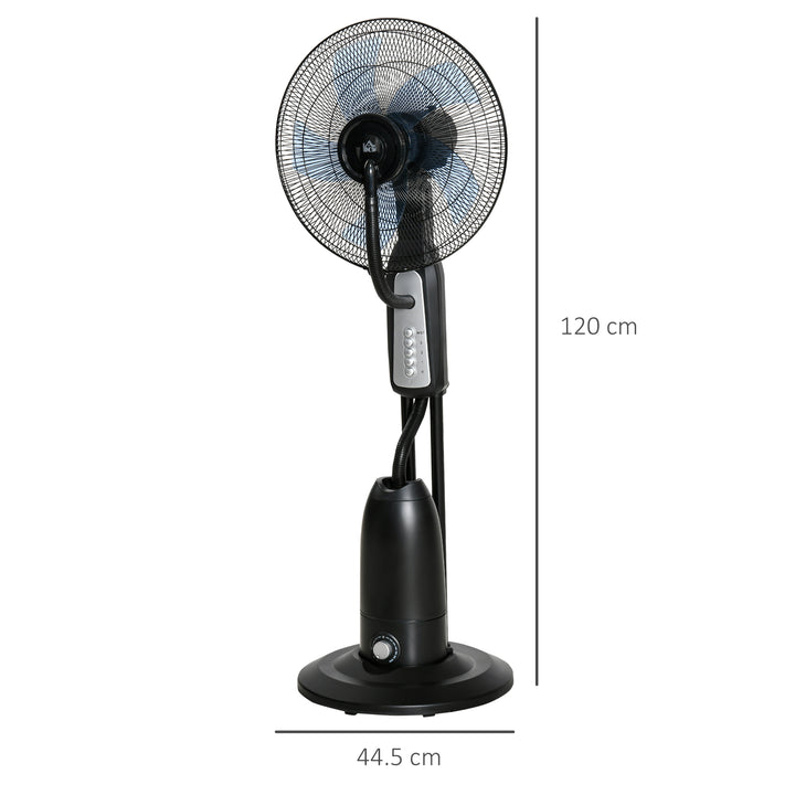 18" Pedestal Fan with Water Mist Spray, Standing Fan, Humidifying Misting Fan with 3 Speeds, 2.8L Water Tank, Black