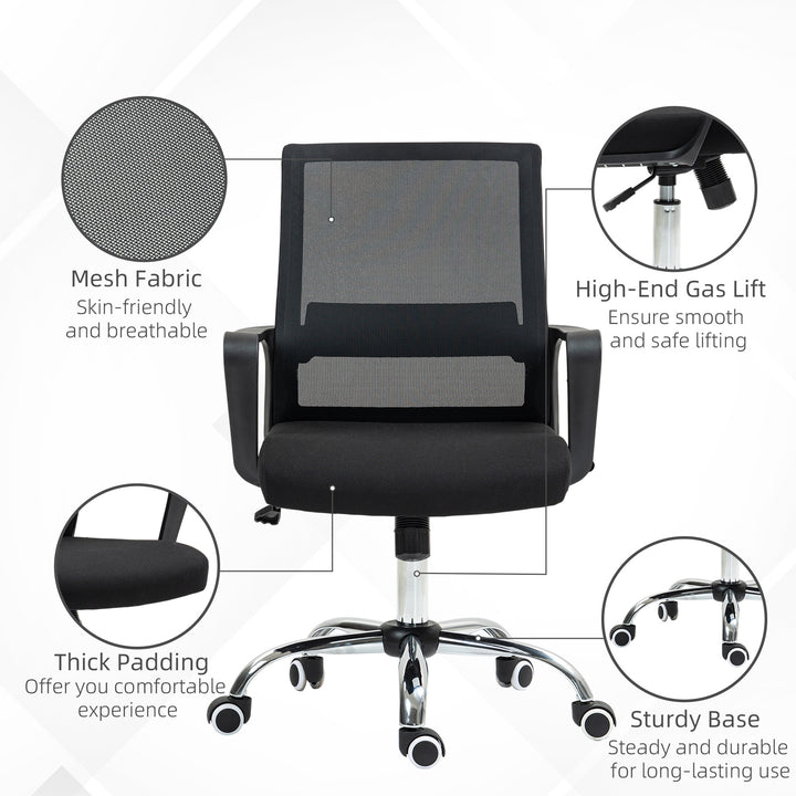 Mesh Back Office Chair, with Wheels - Black
