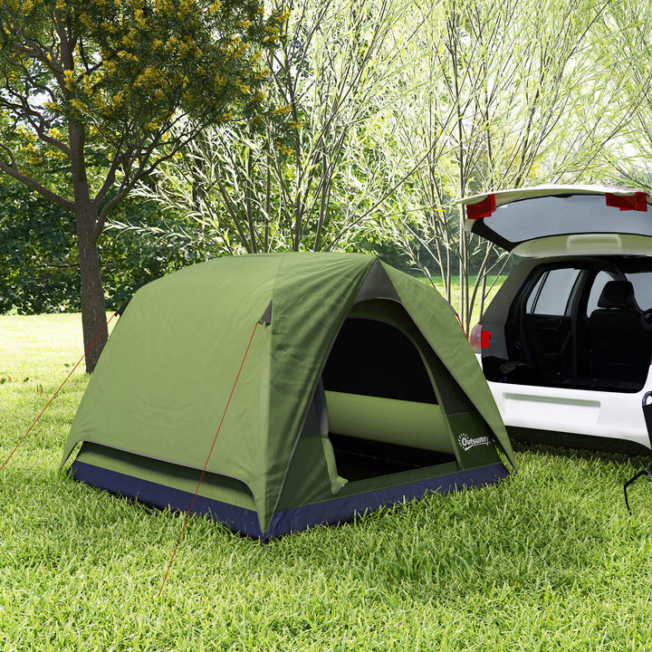 3-4 Person Camping Tent, Easy Set Up Waterproof Dome Tent with Sewn-in Groundsheet, Mesh Windows, Pocket and Hook for Camping, Hiking, Backpacking, Olive Green and Grey