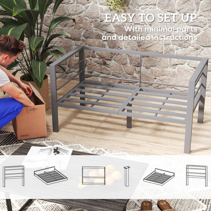 Two-Seater Aluminium Garden Sofa - Grey