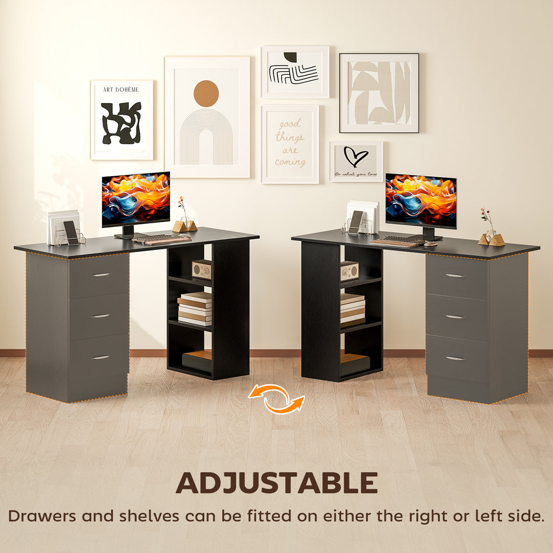 Computer Desk with Drawers, Home Office Desk, Writing Table, PC Workst