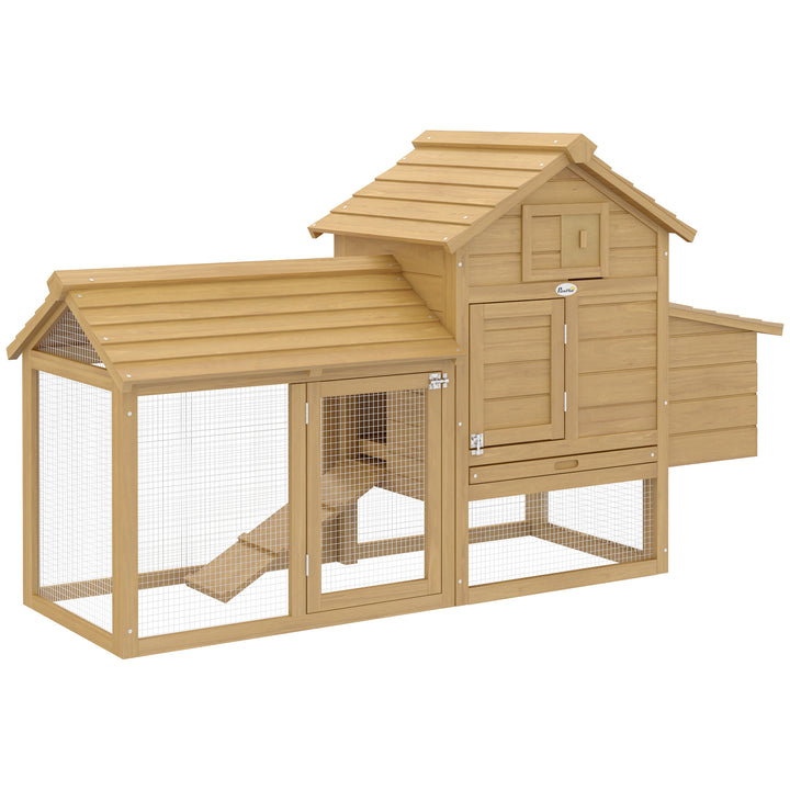 Pawhut Chicken Coop Hen Cage Small Animal Hutch Nesting Box w/Outdoor Run 150.5 x 54 x 87 cm