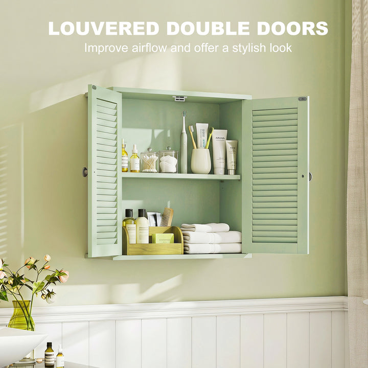 Bathroom Cabinet, Bathroom Wall Cabinet with Louvered Doors and Adjust