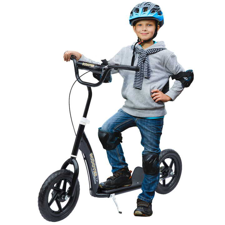 HOMCOM Teen Push Scooter Kids Children Stunt Scooter Bike Bicycle Ride On 12" EVA Tyres, Black | Aosom UK