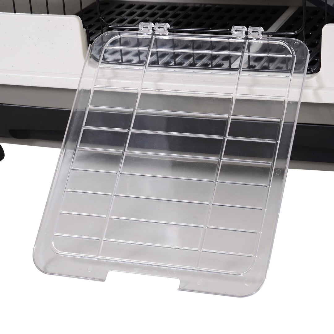 Metal Wire 3-Tier Small Guinea Pigs Hutches Rabbits Hutches Black/White