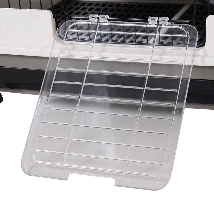 Metal Wire 3-Tier Small Guinea Pigs Hutches Rabbits Hutches Black/White