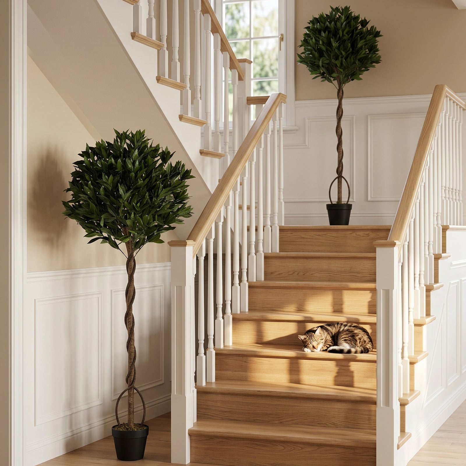 Realistic Lush Topiary Ball Tree, Artificial Bay Laurel Topiary Trees 