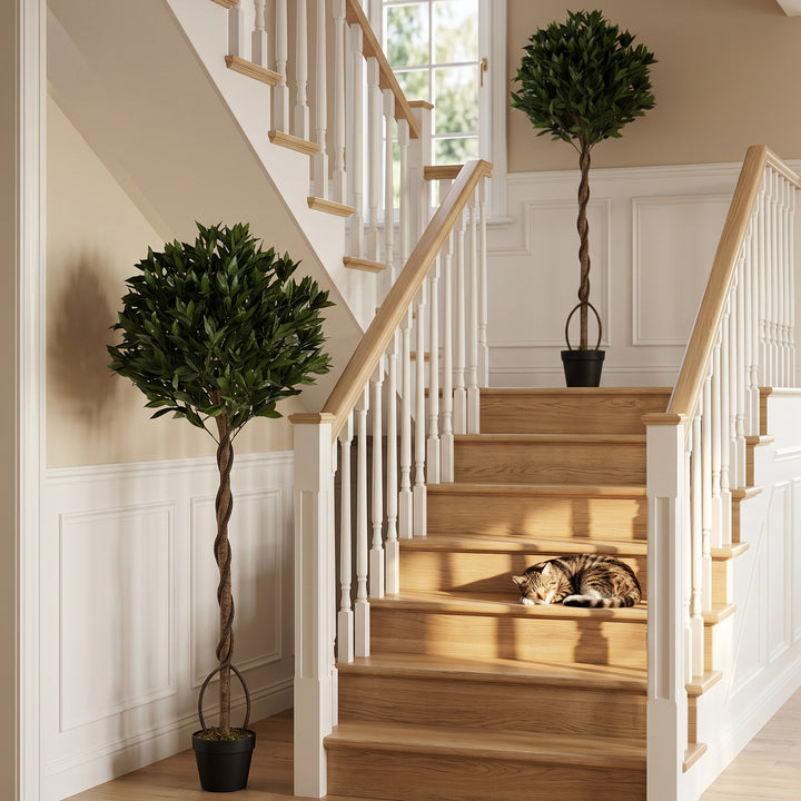 Realistic Lush Topiary Ball Tree, Artificial Bay Laurel Topiary Trees 