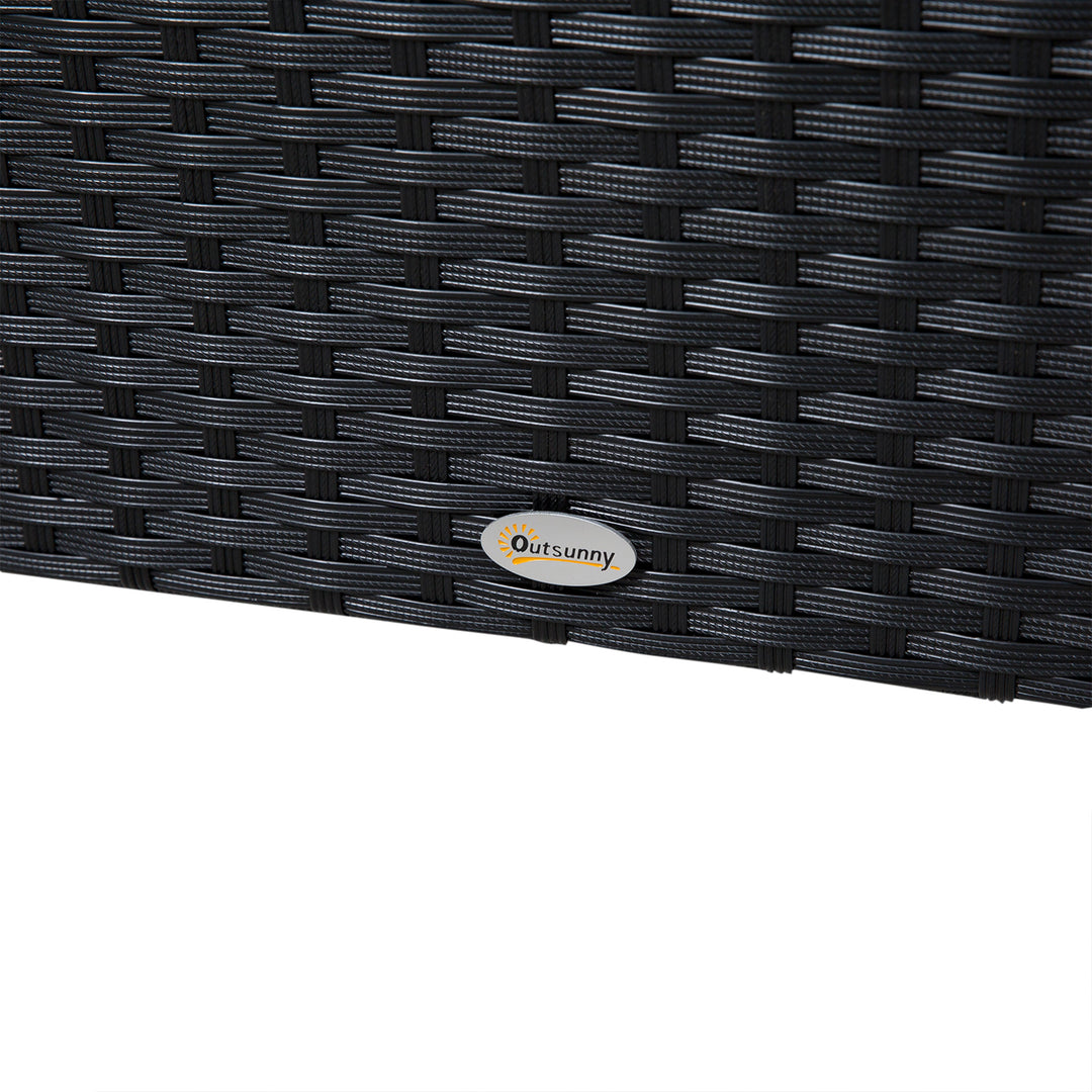 MCL 4 Pieces Rattan Garden Furniture Set, 4 Seater Corner Sofa Set with Storage Box, 2 Drawers Coffee Table, Loveseats with Cushions, Wicker Garden Conservatory Furniture for Balcony, Black