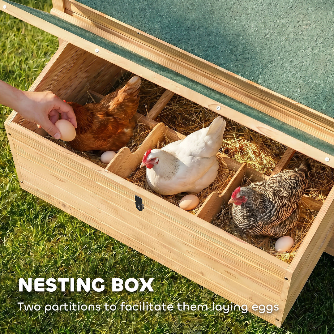 Chicken Coop, Wooden Outdoor Hen House with Nesting Box, Openable Wate