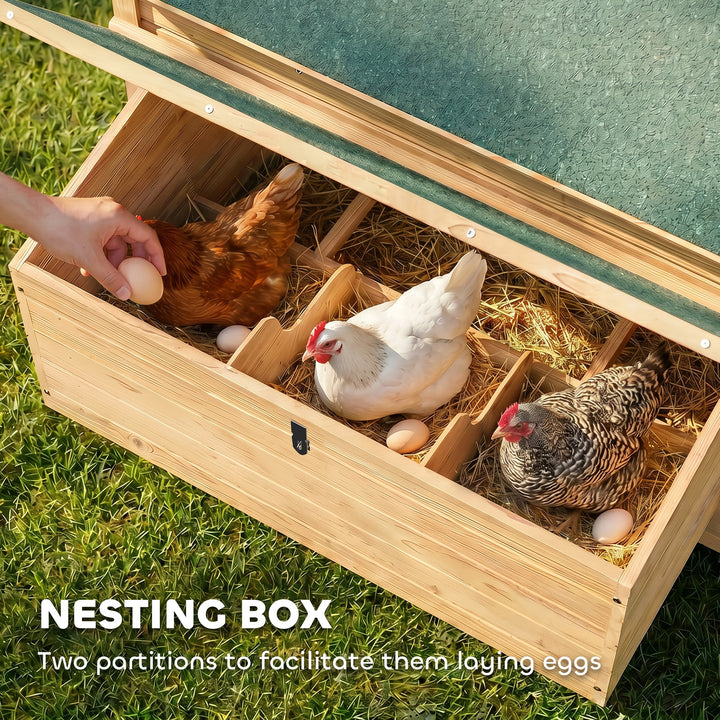 Chicken Coop, Wooden Outdoor Hen House with Nesting Box, Openable Wate