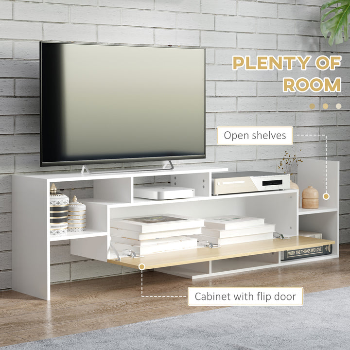 TV Cabinet with Wall Shelf for Wall-Mounted 65" TVs or Standing 40" TVs - White and Natural