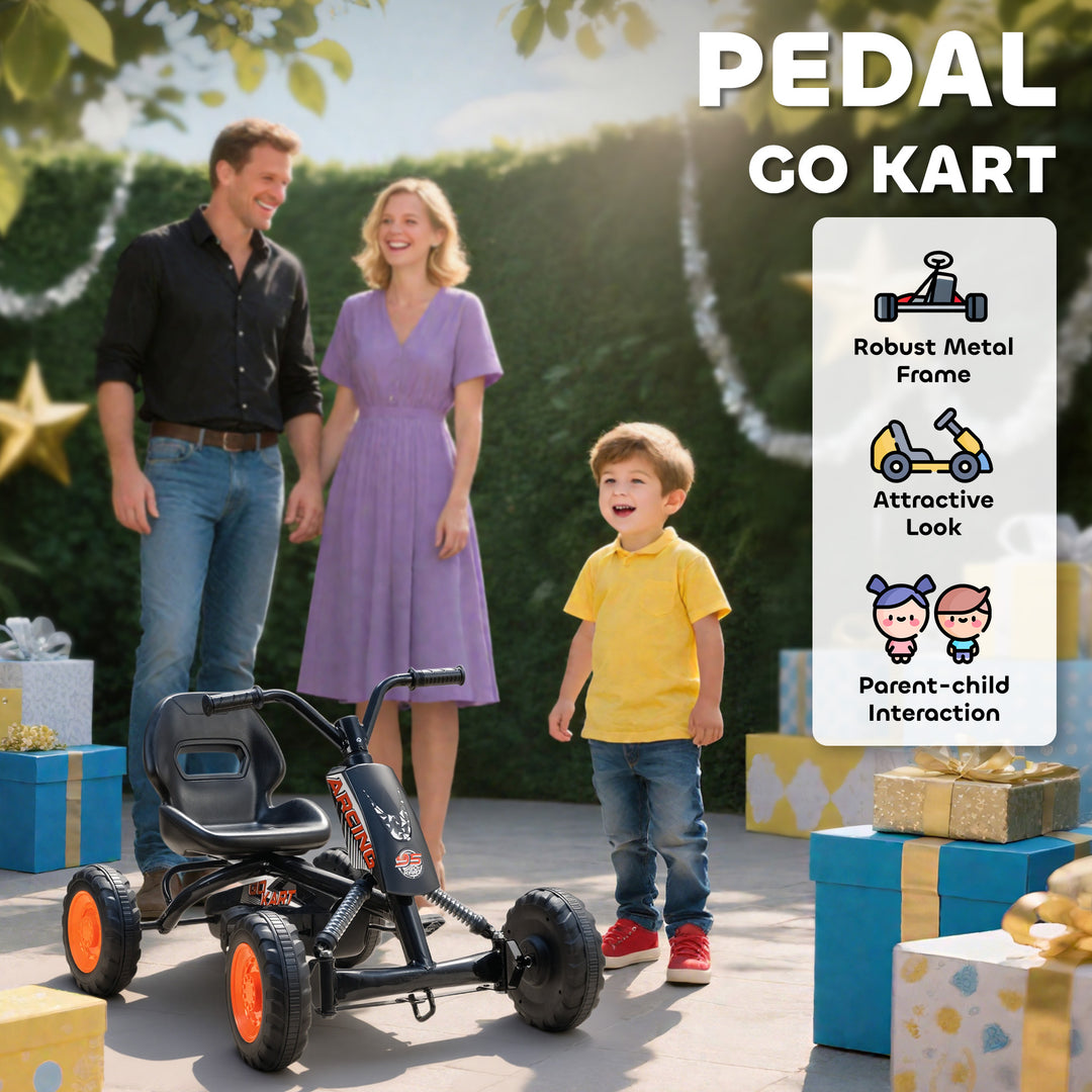 Kids Pedal Go Kart with Steel Frame, Sporty Design, for Ages 2-5 Years
