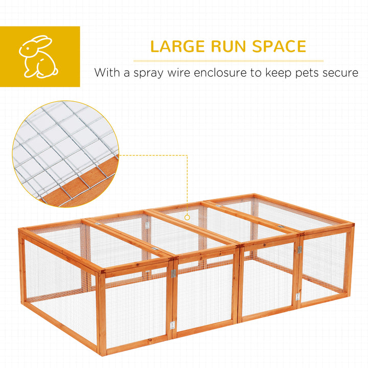 Pawhut Wooden Rabbit Hutch Outdoor, Guinea Pig Hutch, Bunny Cage with Wire Mesh Safety Rabbit Run and Play Space 181 x 100 x 48 cm