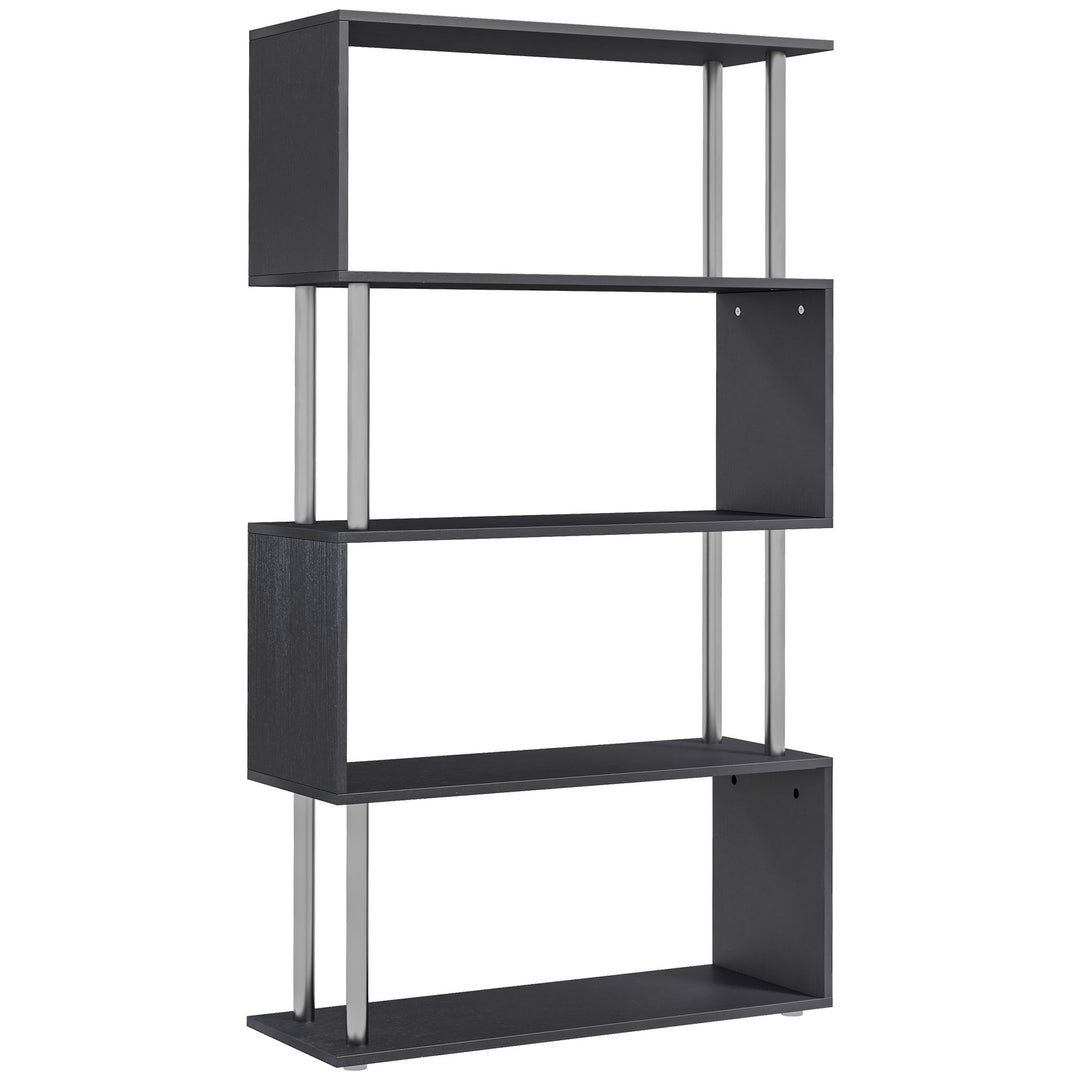 MCL S Shape Bookcase, 5 Tiers Bookshelf, Modern Freestanding Storage Shelf for Home Office, Study, Living Room, 80 x 30 x 145cm Black