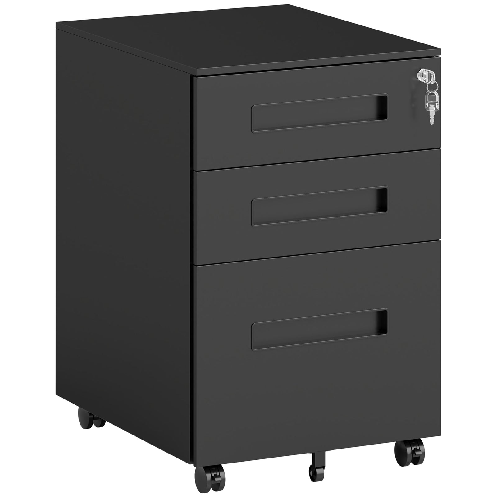 Three-Drawer Steel Filing Cabinet - Black
