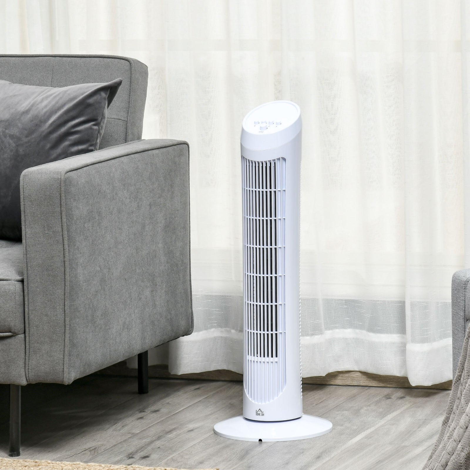 Tower Fan for Bedroom Cooling, 30 Inch Electric 70° Oscillating Fan with 3 Speed Settings, Standing Floor Fan for Home Office Indoor, White