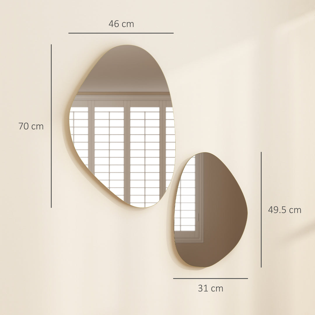 Set of 2 Pebble-Shaped Wall Mirror