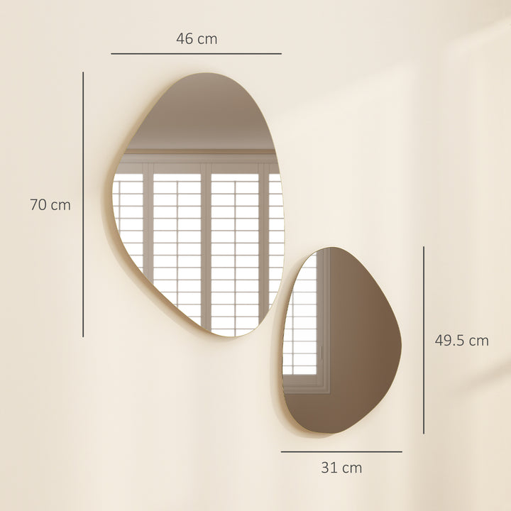 Set of 2 Pebble-Shaped Wall Mirror