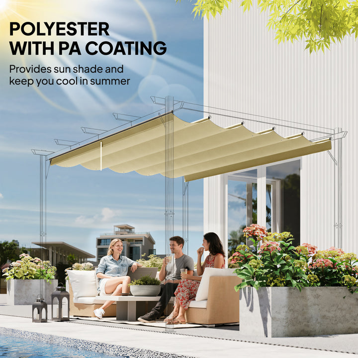 Retractable Pergola Cover, 3.5 x 2.6 m Replacement Canopy Fabric for 4