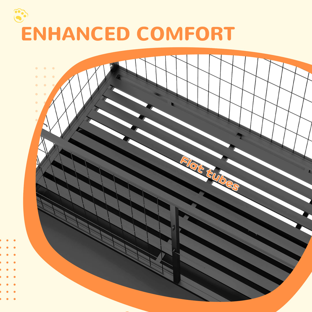 Heavy Duty Dog Crate on Wheels w/ Bowl Holder, Removable Tray, Openable Top, Detachable Door, for L, XL Dogs