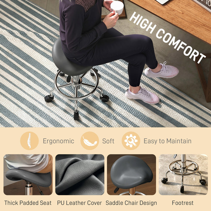 Salon Saddle Stool, Rolling Saddle Chair for Massage, Spa, Clinic, Bea