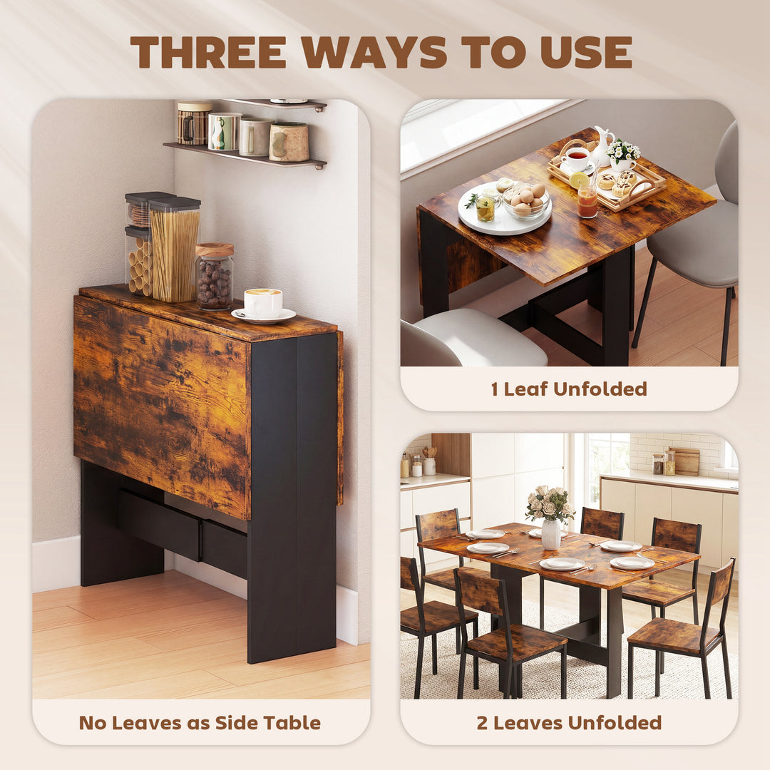 Folding Dining Table, Space-Saving Drop Leaf Kitchen Table for 4-6 Peo