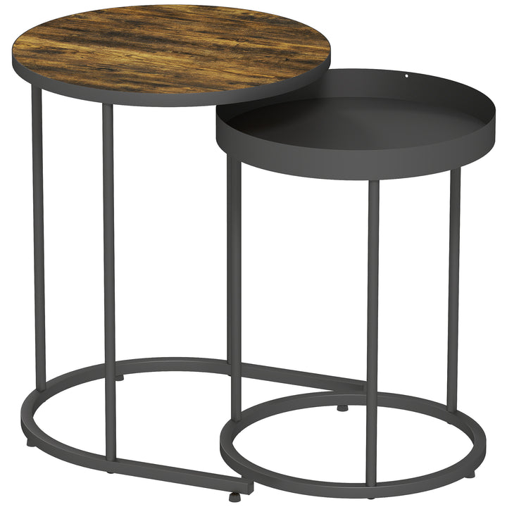 MCL Round Nesting Side Table Set of 2 - Rustic Brown