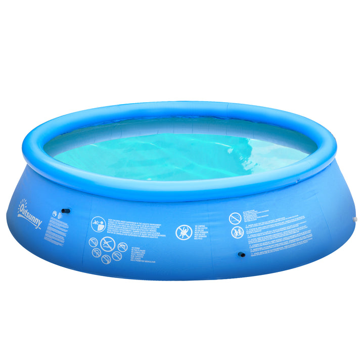 Outsunny Inflatable Family Swimming Pool, Family-Sized Round Paddling Pool w/ Hand Pump for Kids, Adults, Garden, 274cm x 76cm, Blue | Aosom UK