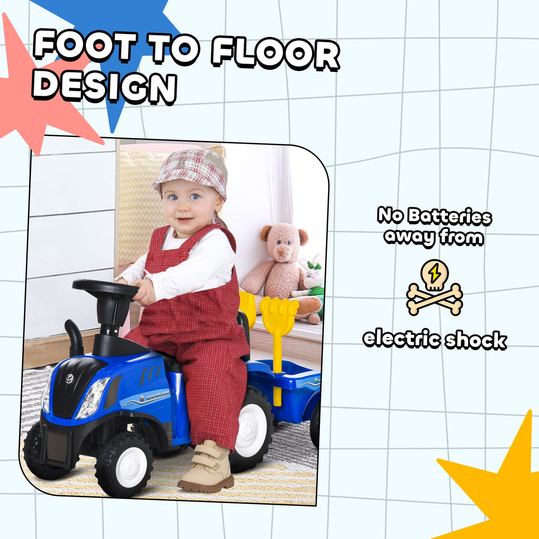Ride On Tractor Toddler Walker Foot To Floor Slider w/ Horn Storage Steering Wheel for 1-3 Years Old Blue