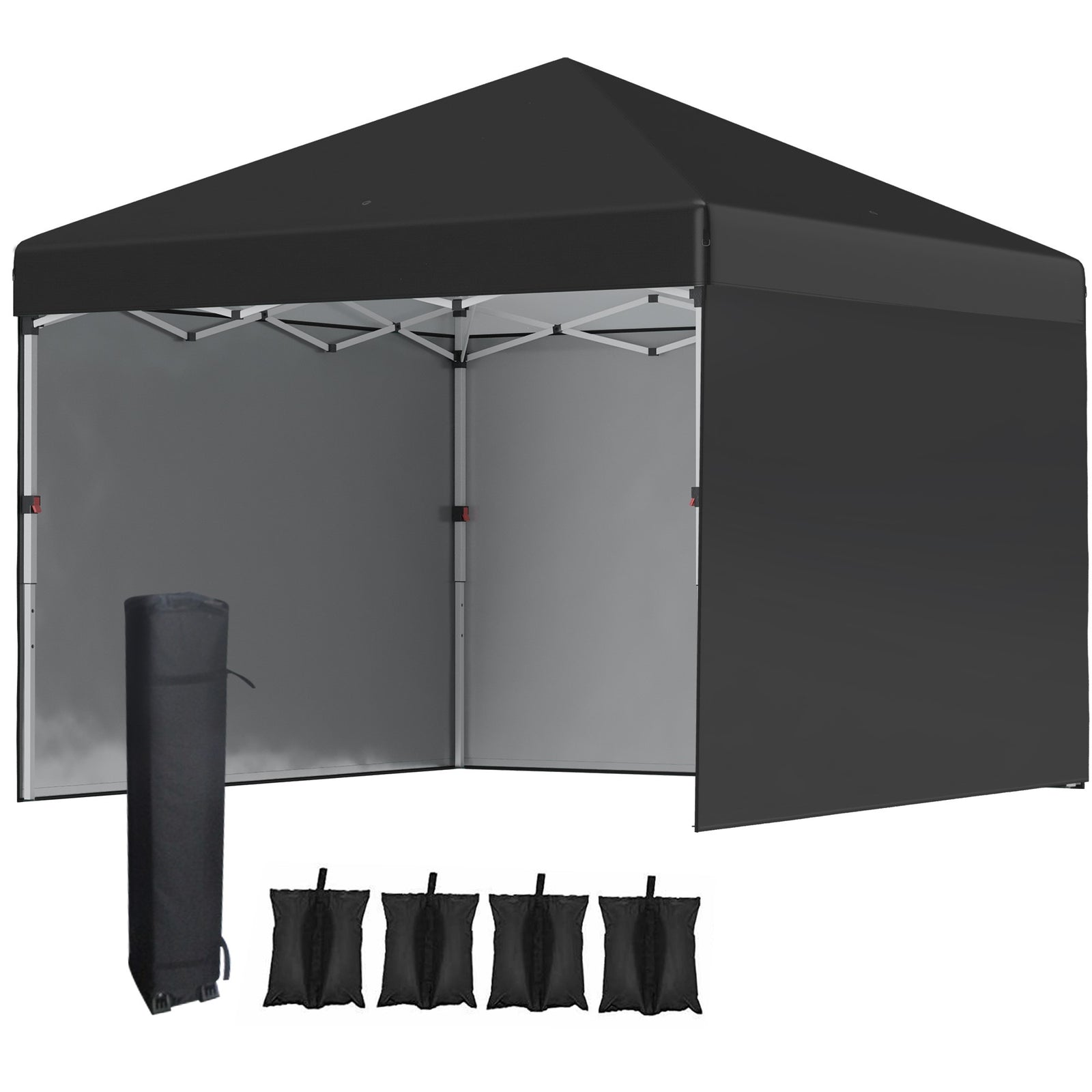 3 x 3 (M) Pop Up Gazebo Event Shelter, Height Adjustable Party Tent with 3 Sidewalls, Weight Bags and Wheeled Bag