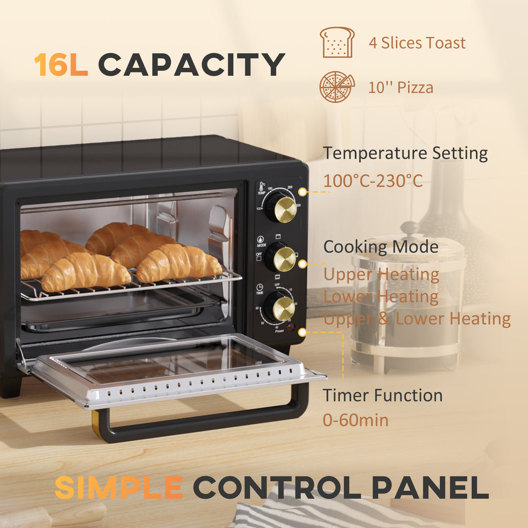 16L Mini 1400W Countertop Oven - Black