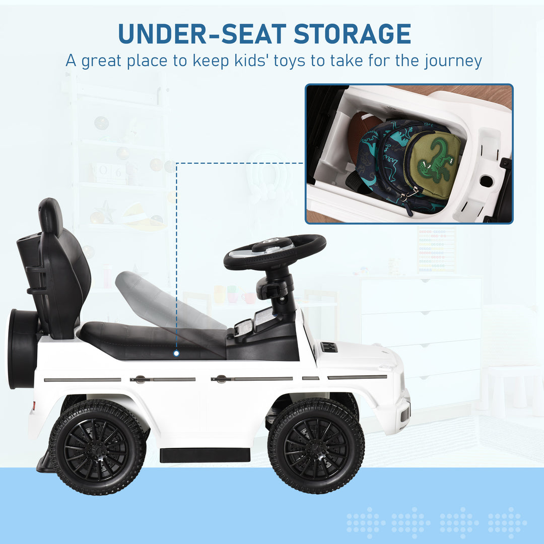 HOMCOM Mercedes-Benz G350 Ride-On Push Along Car Sliding Walker Foot to Floor Slider Stroller Toddler Vehicle with Wheel White | Aosom UK