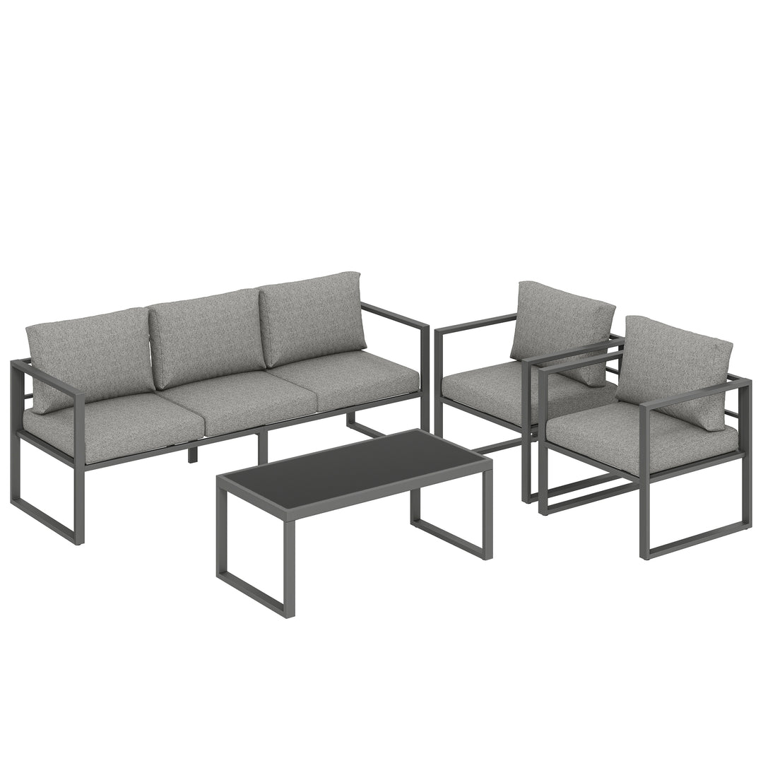 4 Piece Outdoor Garden Furniture Set, Patio Furniture with 3-Seater So