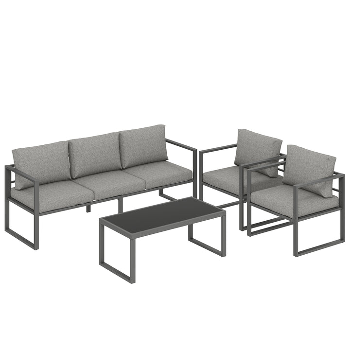 4 Piece Outdoor Garden Furniture Set, Patio Furniture with 3-Seater So
