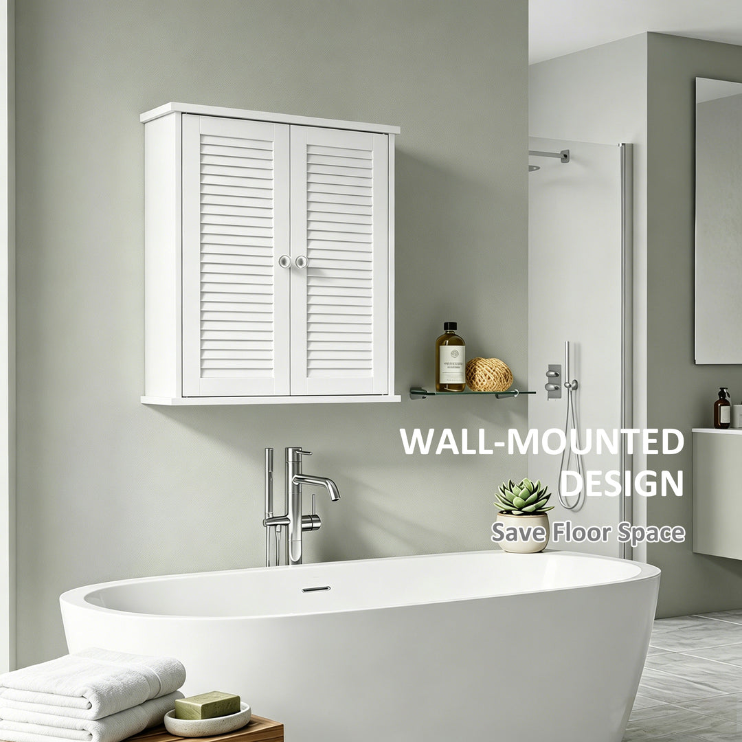 Bathroom Cabinet, Bathroom Wall Cabinet with Louvered Doors and Adjust