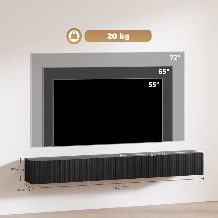 180cm Floating TV Stand, Wall Mount TV Unit with Cable Management Hole