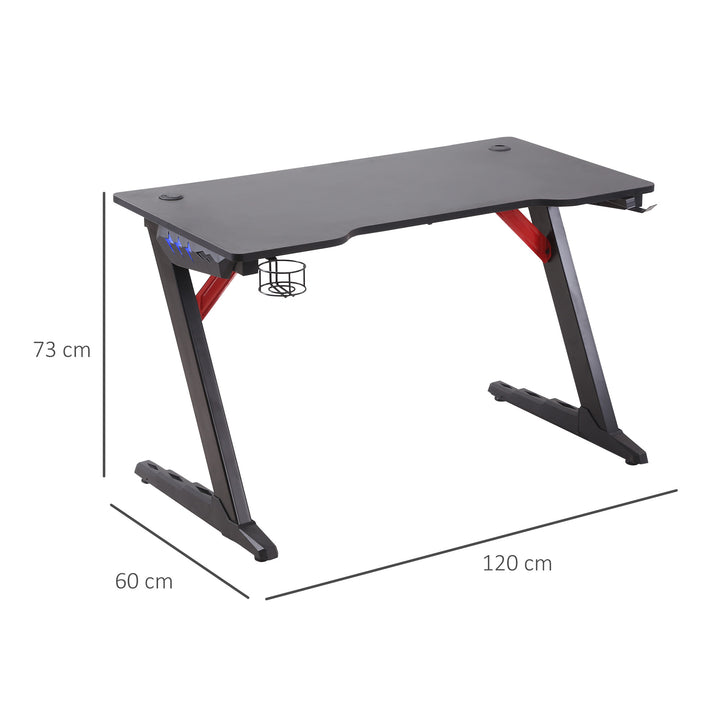 HOMCOM Racing Style Gaming Desk with LED Lights, Z