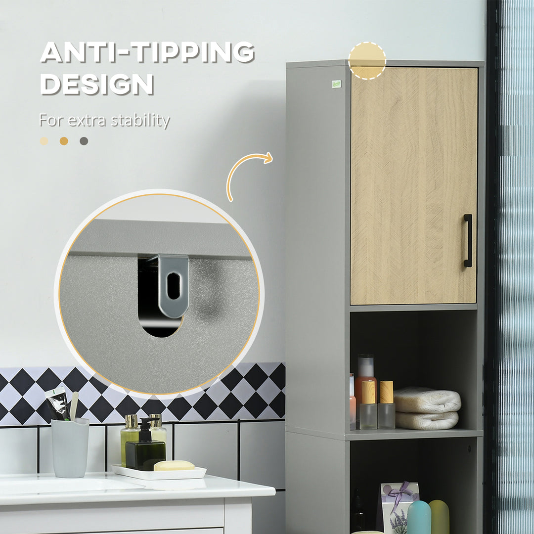 Freestanding Bathroom Storage, Tall Bathroom Cabinet with Door and Adjustable Shelves, 31.4x30x165cm