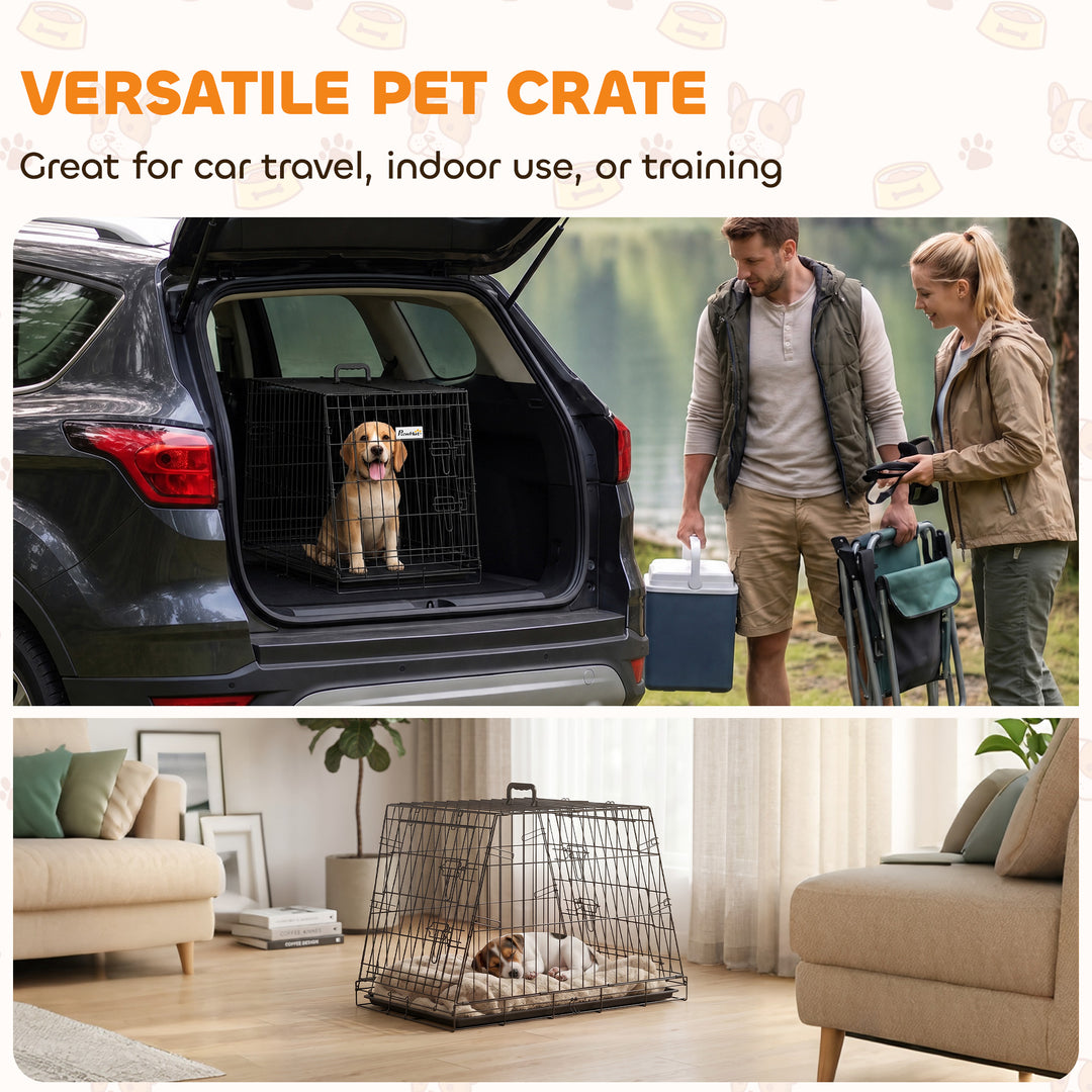 30"(76 cm) Car Dog Crate Collapsible Slanted Travel Small Dog Cage wit