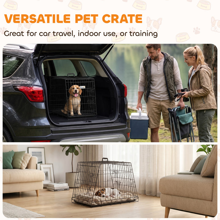 30"(76 cm) Car Dog Crate Collapsible Slanted Travel Small Dog Cage wit