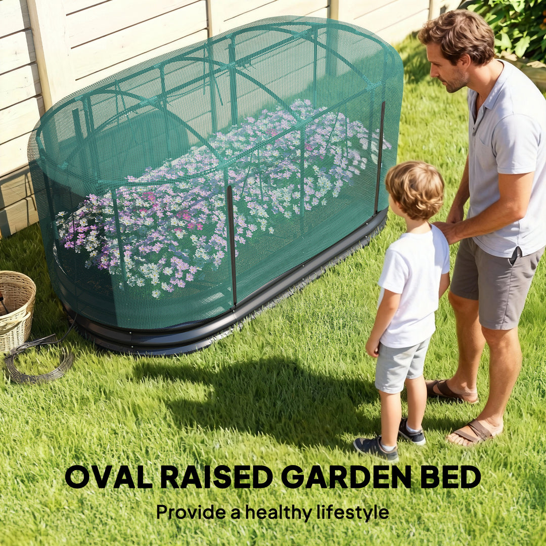 Galvanised Raised Garden Bed Kit with Self Watering System and Mesh Cover, Garden Boxes, 6x3Ft
