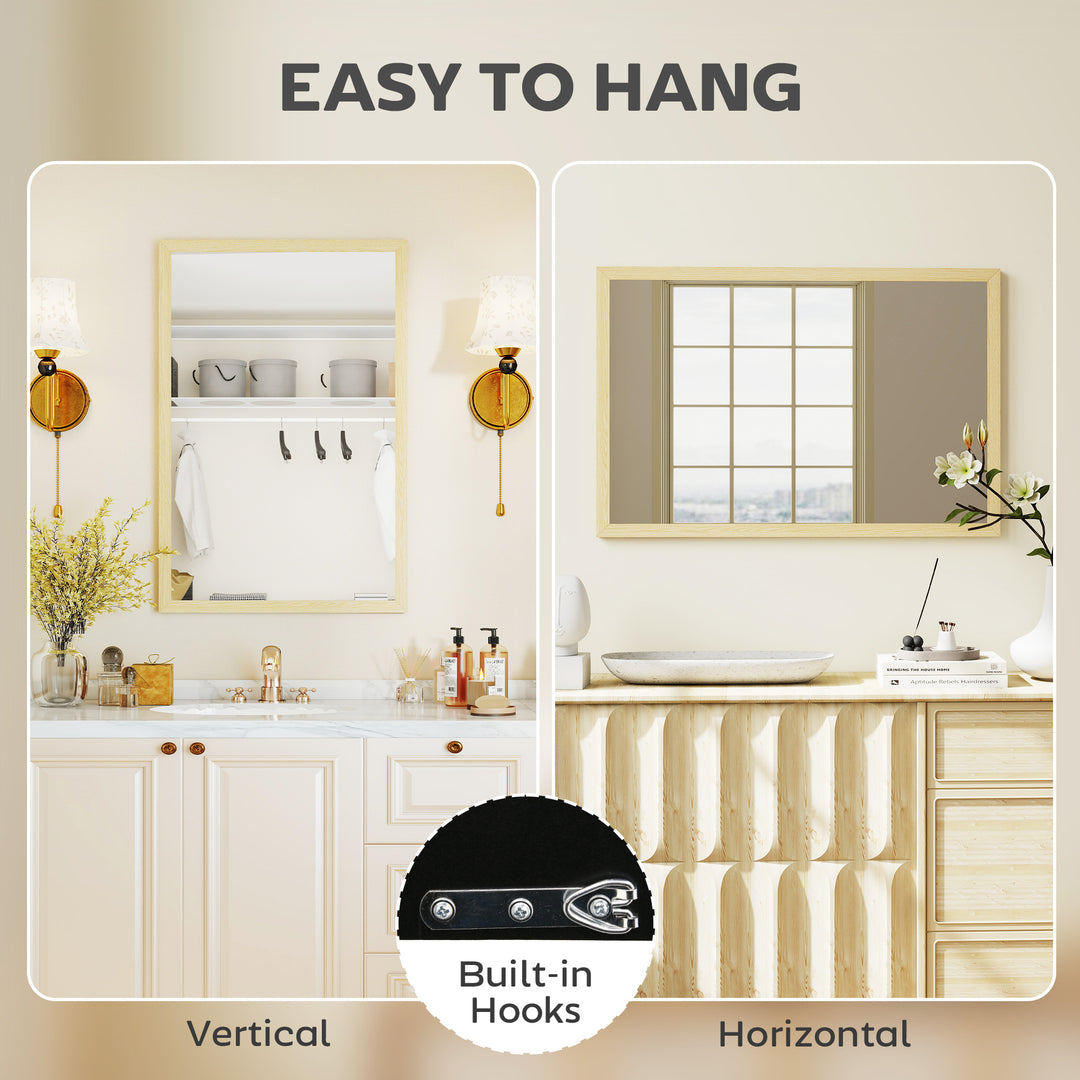 Wall Bathroom Mirror, 60 x 40 cm Wall-Mounted Mirror for Living Room, 