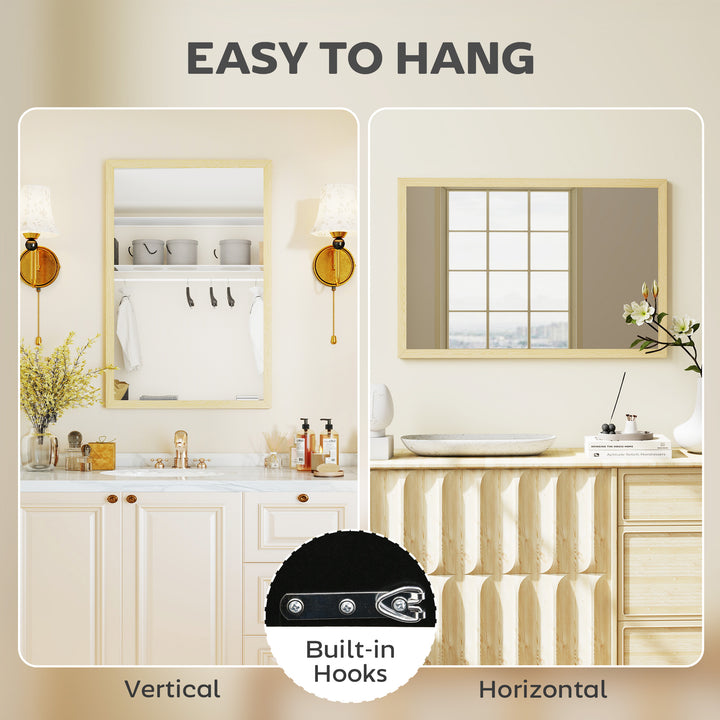 Wall Bathroom Mirror, 60 x 40 cm Wall-Mounted Mirror for Living Room, 