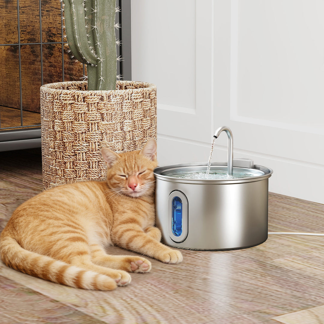 2.5L Stainless Steel Cat Water Fountain for Drinking with Ultra-Silent